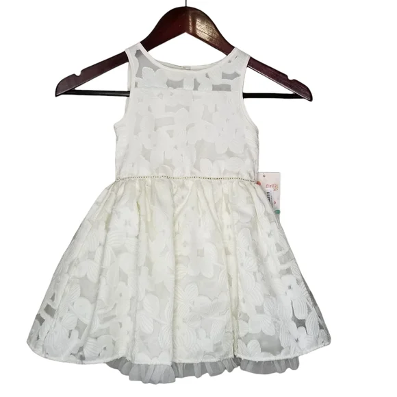 Mia & Mimi Toddler Girls' Floral Tulle Tank Dress - White 3T